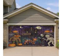 1,8 x 4 m Amusant Halloween terrier terrier terrier couverture couverture de porte de garage horreur maison hantée bain intérieur extérieur mur art décalcomanie décoration effrayante photographie fond