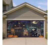 1,8 x 4 m Amusant Halloween terrifiant Chien Schnauzer Chien Garage Porte Bannière Couverture Horreur Maison Hantée Bain Intérieur Extérieur Art Décalcomanie Décoration Murale Photographie Effrayante