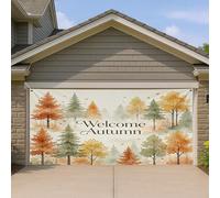 1,8 x 4 m Aquarelle Arbre Automne Porte Garage Couverture Bannière Couverture Automne Nature Érable Forêt Scénique Bain Intérieur Extérieur Art Décalcomanie Décoration Paysage Photographie Fond Photo