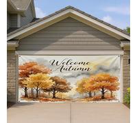 1,8 x 4 m Aquarelle Arbre Automne Porte Garage Porte Bannière Couverture Couverture Automne Nature Érable Forêt Imprimé Intérieur Extérieur Art Décalcomanie Décoration Scénique Photographie Fond Photo