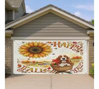 1,8 x 4 m Aquarelle Automne Basset Hound Dog Garage Porte Bannière Couverture Couverture Automne Vélo Tournesol Bain Intérieur Extérieur Art Mural Décor Cool Photographie Fond À Suspendre