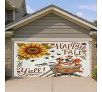 1,8 x 4 m Aquarelle Automne Bulldog Chien Garage Porte Bannière Couverture Bannière Couverture Automne Vélo Tournesol Bain Intérieur Extérieur Art Mural Décor Cool Photographie Fond À Suspendre