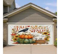 1,8 x 4 m Aquarelle Automne Chien Maltais Garage Porte Bannière Couverture Couverture Couverture Automne Citrouille Livre Porche Intérieur Extérieur Art Decal Décor Cool Photographie Fond Photo À