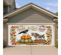 1,8 x 4 m Aquarelle Automne Schnauzer Chien Garage Porte Bannière Couverture Couverture Couverture Automne Citrouille Livre Motif Livre d'Automne Décoration Murale Décor Photo Photo Fond À Suspendre