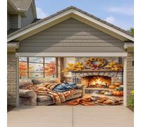 1,8 x 4 m automne chat bleu russe couverture porte de garage couverture couverture automne récolte cheminée feu de camp motif mur art décoration décoration maison ferme photographie fond photo à