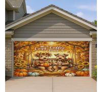 1,8 x 4 m automne Lakeland Terrier Dog Swing Garage Porte Bannière Couverture Couverture Automne Forêt Citrouille Bain Intérieur Extérieur Décoration murale Cool Photographie Fond Photo à suspendre