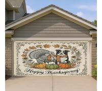 1,8 x 4 m automne Thanksgiving Border Collie Dog Garage Porte Bannière Couverture Couverture Vintage Imprimé Turquie Automne Turquie Intérieur Extérieur Art Décalcomanie Décoration Cool Photographie