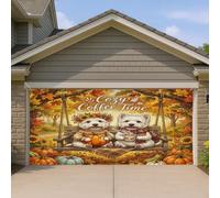 1,8 x 4 m automne Westie Dog Swing Garage Porte Bannière Couverture Bannière Couverture Automne Forêt Citrouille Bain Intérieur Extérieur Art Mural Décoration Cool Photographie Fond Photo À Suspendre