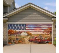 1,8 x 4 m - Bannière de porte de garage - Motif chien de Weimar d'automne - Pour intérieur et extérieur - Décoration murale d'intérieur et d'extérieur - Moisson de campagne - Photo de fond à suspendre