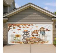 1,8 x 4 m - Bannière de porte de garage - Motif chien schnauzer d'automne - Décoration murale d'intérieur et d'extérieur - Épouvantail - Photographie - Fond photo à suspendre