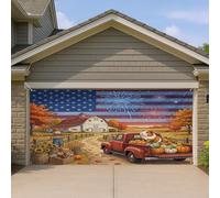 1,8 x 4 m - Bannière de porte de garage - Motif cochon d'Inde - Automne - Camion de grange - Épouvantail - Pour salle de bain - Décoration murale d'intérieur et d'extérieur - Décoration murale
