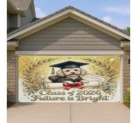 1,8 x 4 m Caniche Dog Congrats Grad Bannière Couverture de Porte de Garage Graduation Impression Diplôme de Graduation Intérieur Extérieur Art Mural Décor Photo de e 2026 Photographie Fond À