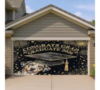 1,8 x 4 m Catahoulas Leopard Dog Congrats Grad Porte de Garage Couverture Couverture Couverture de Porte de Garage Chiot Diplôme Porche Intérieur Extérieur Art Mural Art Décalcomanie Décor Photo de