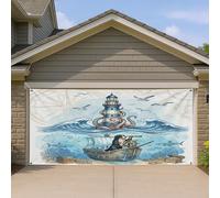 1,8 x 4 m Chien de Montagne Bernois Nautique Océan Garage Porte Bannière Couverture Imprimé Phare de Mer Été Intérieur Extérieur Décoration Murale Photographie Sous-Marine Fond Photo À Suspendre