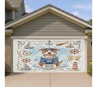 1,8 x 4 m Chien Pitbull nautique Marine Porte de Garage Couverture Bannière Couverture Summer Chiot Bateau Route Motif Art Mural Décoration Intérieur Extérieur Photo Fond Photo À Suspendre