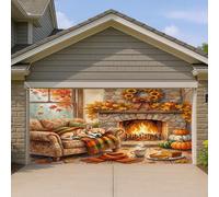 1,8 x 4 m - Chihuahua d'automne - Bannière de porte de garage - Motif cheminée de cheminée de camp - Décoration murale d'intérieur et d'extérieur - Décoration murale à suspendre pour photographie de
