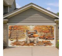 1,8 x 4 m - Couverture de porte de garage - Motif chien cairn terrier d'automne - Impression scénique - Décoration murale d'intérieur et d'extérieur - Photographie de vacances - Fond photo à suspendre