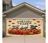 1,8 x 4 m - Couverture de porte de garage - Motif chien schnauzer d'automne - Imprimé citrouille - Décoration murale d'intérieur et d'extérieur - Photographie de ferme - Fond photo à suspendre