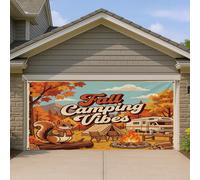 1,8 x 4 m - Couverture de porte de garage - Motif écureuil d'automne - Pour intérieur et extérieur - Décoration murale pour tente - Feu de camp - Photographie - Fond de photo à suspendre