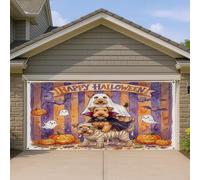 1,8 x 4 m Fun Halloween Airedale Terrier Dog Garage Door Banner Cover Scary Puppy Ghost Bath Intérieur Extérieur Wall Art Decal Decoration Horreur Citrouille Photographie Fond Photo Suspendu