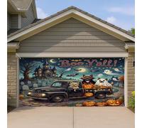 1,8 x 4 m Fun Halloween Cairn Terrier Dog Garage Door Banner Cover Spooky Hanted House Truck Pattern Indoor Outdoor Wall Art Decal Decor Scary Photographie Fond à suspendre