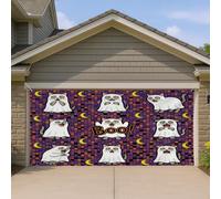 1,8 x 4 m Fun Halloween Chat américain à poil court Bannière Couverture Couverture Funky Effrayant Chaton Fantôme Motif Chaton Fantôme Décoration Murale Décoration Murale Décoration Spooky