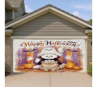 1,8 x 4 m Fun Halloween Chat Persan Porte de Garage Bannière Couverture Couverture effrayant Chaton Fantôme Bain Intérieur Extérieur Art Mural Décoration Horreur Citrouille Photographie Fond Photo