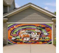 1,8 x 4 m Fun Halloween Chat Persans Couverture de Porte de Garage Couverture Papier découpé Motif Automne Effrayant Décoration Murale Intérieur Extérieur Photographie Fond Photo À Suspendre
