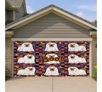 1,8 x 4 m Fun Halloween Chow Chow Dog Garage Door Banner Cover Funky Scary Puppy Ghost Pattern Indoor Outdoor Wall Art Decal Decoration Spooky Photographie Fond Photo à Suspendre