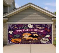 1,8 x 4 m Fun Halloween Chow Chow Dog Garage Porte Bannière Couverture Couverture Effrayant Cercueil Gothique Fantôme Impression Intérieur Extérieur Art Décalcomanie Décoration Spooky Photographie