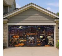 1,8 x 4 m Fun Halloween effrayant chat américain à poil court couverture de porte de garage couverture horreur maison hantée bain intérieur extérieur art décalcomanie décoration murale effrayant