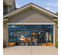 1,8 x 4 m Fun Halloween effrayant chien berger australien couverture de porte de garage couverture horreur maison hantée salle de bain mur art décalcomanie décoration murale effrayante photographie