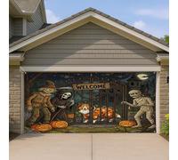 1,8 x 4 m Fun Halloween effrayant chien berger shetland couverture de porte de garage couverture horreur maison hantée bain intérieur extérieur mur art décalcomanie décoration effrayante photographie