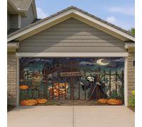 1,8 x 4 m Fun Halloween effrayant Chow Chow Dog Garage Porte Bannière Couverture Couverture Horreur Maison hantée Bain Intérieur Extérieur Art Decal Décoration murale Effrayante Photographie Fond à
