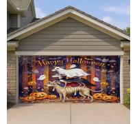 1,8 x 4 m Fun Halloween Greyhound Dog Garage Porte Bannière Couverture Couverture effrayante Chiot Fantôme Bain Intérieur Extérieur Art Mural Décoration Horreur Citrouille Photographie Fond Photo à