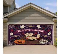 1,8 x 4 m Fun Halloween Persans chat couverture de porte de garage effrayant cercueil gothique fantôme imprimé art mural décoration murale effrayante photographie fond photo à suspendre