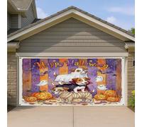 1,8 x 4 m Fun Halloween Russell Terrier Dog Garage Door Banner Cover Scary Puppy Ghost Bath Intérieur Extérieur Wall Art Decal Decoration Horreur Citrouille Photographie Fond Photo Suspendu
