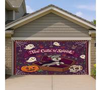 1,8 x 4 m Fun Halloween Schnauzer Chien Garage Porte Bannière Couverture Couverture Scary Cercueil Gothique Fantôme Imprimé Décoration Murale Décoration Murale Décoration Spooky Photographie Fond