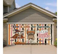 1,8 x 4 m Funky Halloween Chien Cairn Terrier Bannière Couverture Couverture de Porte de Garage Fantôme Effrayant Squelette Bain Intérieur Extérieur Décoration Murale Décoration Spooky Photographie