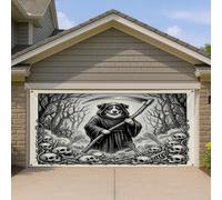 1,8 x 4 m gothique Halloween berger australien chien de garage bannière couverture couverture couverture gothique horreur tête de mort impression art mural intérieur extérieur décoration effrayante