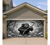 1,8 x 4 m gothique Halloween Schnauzer Chien Garage Porte Bannière Couverture Couverture Couverture Goth Effrayant Horreur Crâne Imprimée Intérieur Extérieur Décoration Murale Photographie Effrayante
