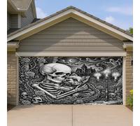 1,8 x 4 m gothique Halloween Yorkshire Dog Garage Porte Bannière Couverture Couverture Goth Squelette Porche Intérieur Extérieur Art Mural Décor Photographie Effrayant Photo Fond à Suspendre