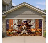 1,8 x 4 m Halloween Basset Chien Chien Garage Porte Bannière Couverture Couverture Rustique Horreur Citrouille Imprimé Décoration Murale Intérieur Extérieur Décoration de Ferme Effrayante Photographie