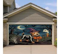 1,8 x 4 m Halloween Chien Lakeland Terrier Couverture Bannière Couverture Porte de Garage Horreur Chiot Cimetière Porche Intérieur Extérieur Décoration Murale Effrayante Photographie Fond Photo À