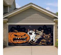 1,8 x 4 m Halloween horreur citrouille chien berger allemand couverture bannière couverture maison hantée intérieur extérieur mur art décalcomanie décoration effrayante photographie fond photo à