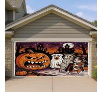 1,8 x 4 m Halloween horreur citrouille chien berger australien couverture de porte de garage couverture couverture couverture maison hantée art art décalcomanie décoration murale effrayant