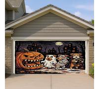 1,8 x 4 m Halloween Horreur Citrouille Lakeland Terrier Chien Garage Porte Bannière Couverture Couverture Maison hantée Décoration Murale Intérieur Extérieur Décoration Photographie Effrayante Photo