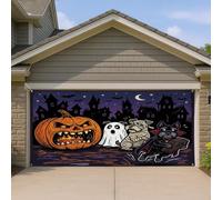 1,8 x 4 m Halloween Horreur Citrouille Schnauzer Chien Garage Porte Bannière Couverture Couverture Maison hantée Décoration Murale Intérieur Extérieur Décoration Effrayante Photographie Fond Photo À