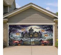 1,8 x 4 m Halloween Maison hantée Chow Dog Garage Porte Bannière Couverture Couverture Fun Fantôme Intérieur Extérieur Art Mural Décor Effrayant Effrayant Photographie Fond Photo à Suspendre