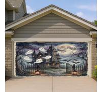 1,8 x 4 m Halloween Maison hantée Cochon d'Inde Porte de Garage Bannière Couverture Couverture Fun Fantôme Effrayant Imprimé Art Mural Intérieur Extérieur Art Decal Décor Goth Effrayant Photographie